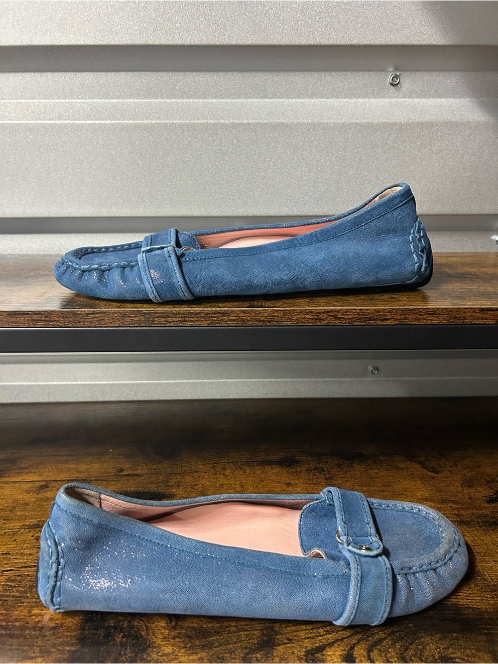 Taryn Rose Caress Women’s Driving Loafers Flats Blue Suede Leather Size 9M
